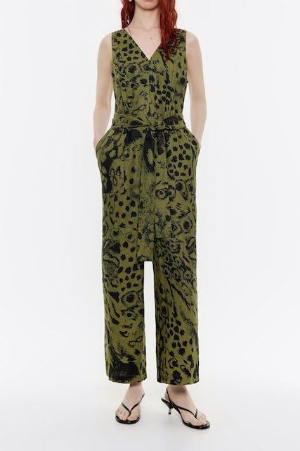 Imagen 0 de Mono lino Animal mix verde de mujer