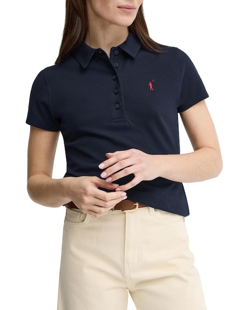 Imagen 0 de Polo de mujer de manga corta con corte entallado y cuello clásico