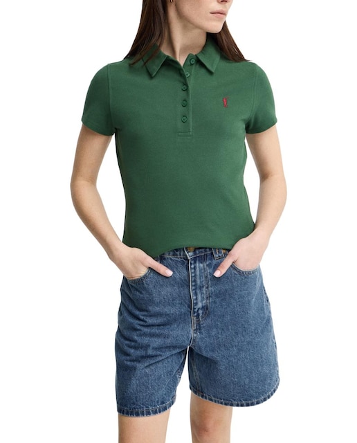 Imagen 0 de Polo de mujer de manga corta con corte entallado y cuello clásico