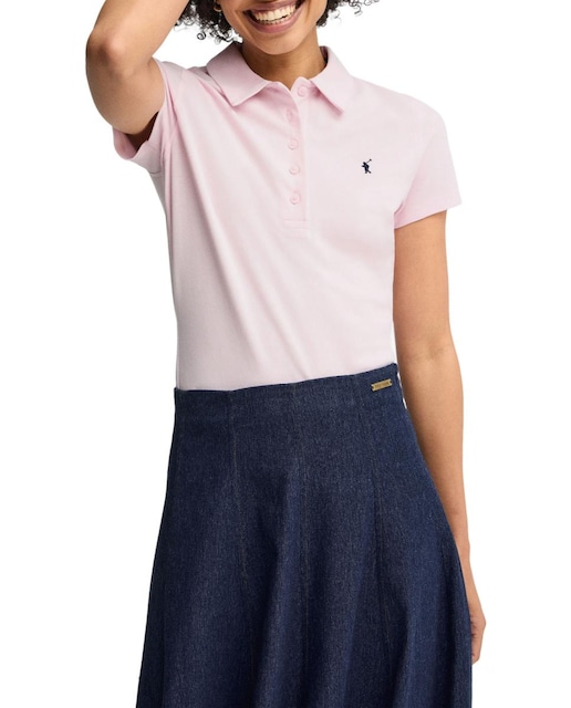 Imagen 0 de Polo de mujer de manga corta con corte entallado y cuello clásico