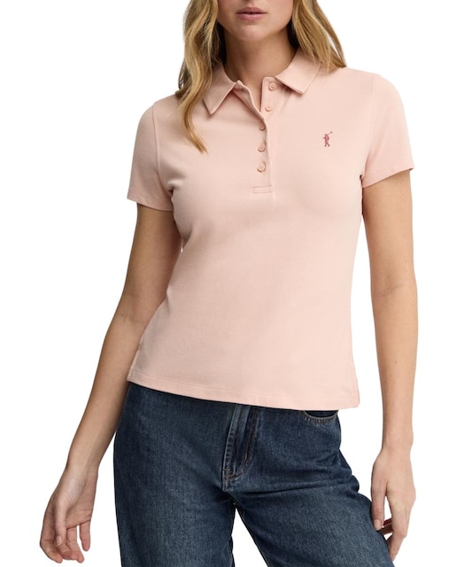 Imagen 0 de Polo de mujer de manga corta con corte entallado y cuello clásico