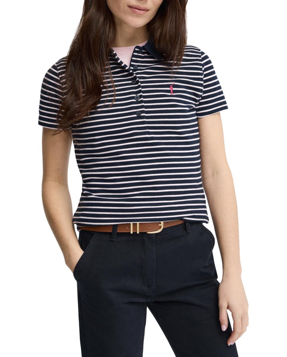 Imagen 0 de Polo de mujer de manga corta con corte slim y diseño a rayas