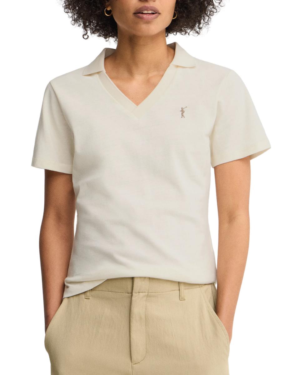 Imagen 0 de Polo de mujer de manga corta con corte slim y cuello sin botones