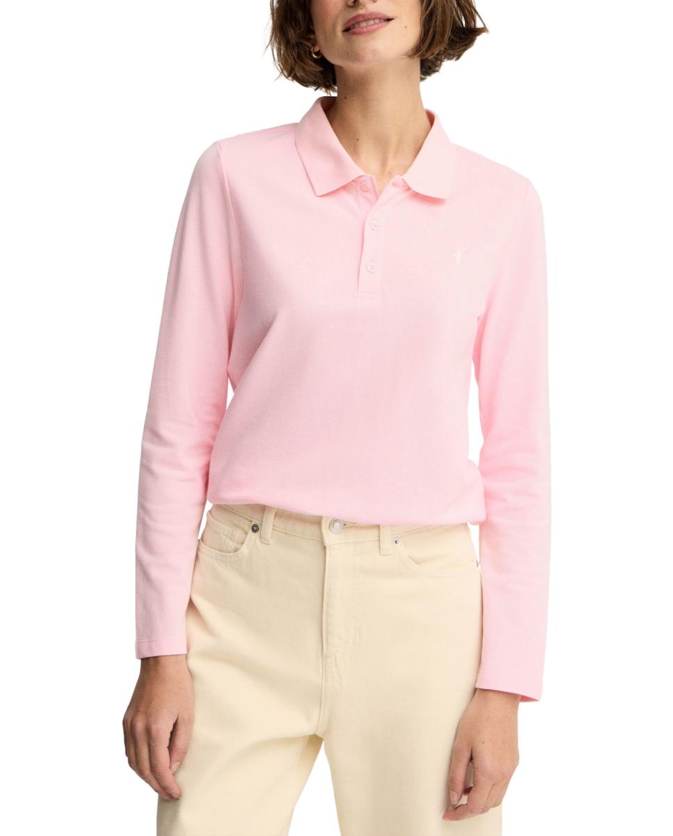 Imagen 0 de Polo de mujer de manga larga con corte regular, cuello clásico y cierre de tres botones