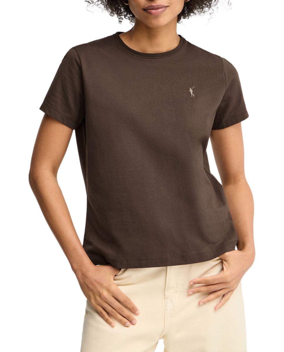 Imagen 0 de Camiseta de mujer de manga corta, cuello redondo y corte recto