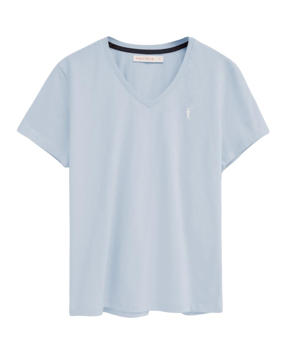 Imagen 0 de Camiseta de mujer de manga corta, con cuello pico y corte recto