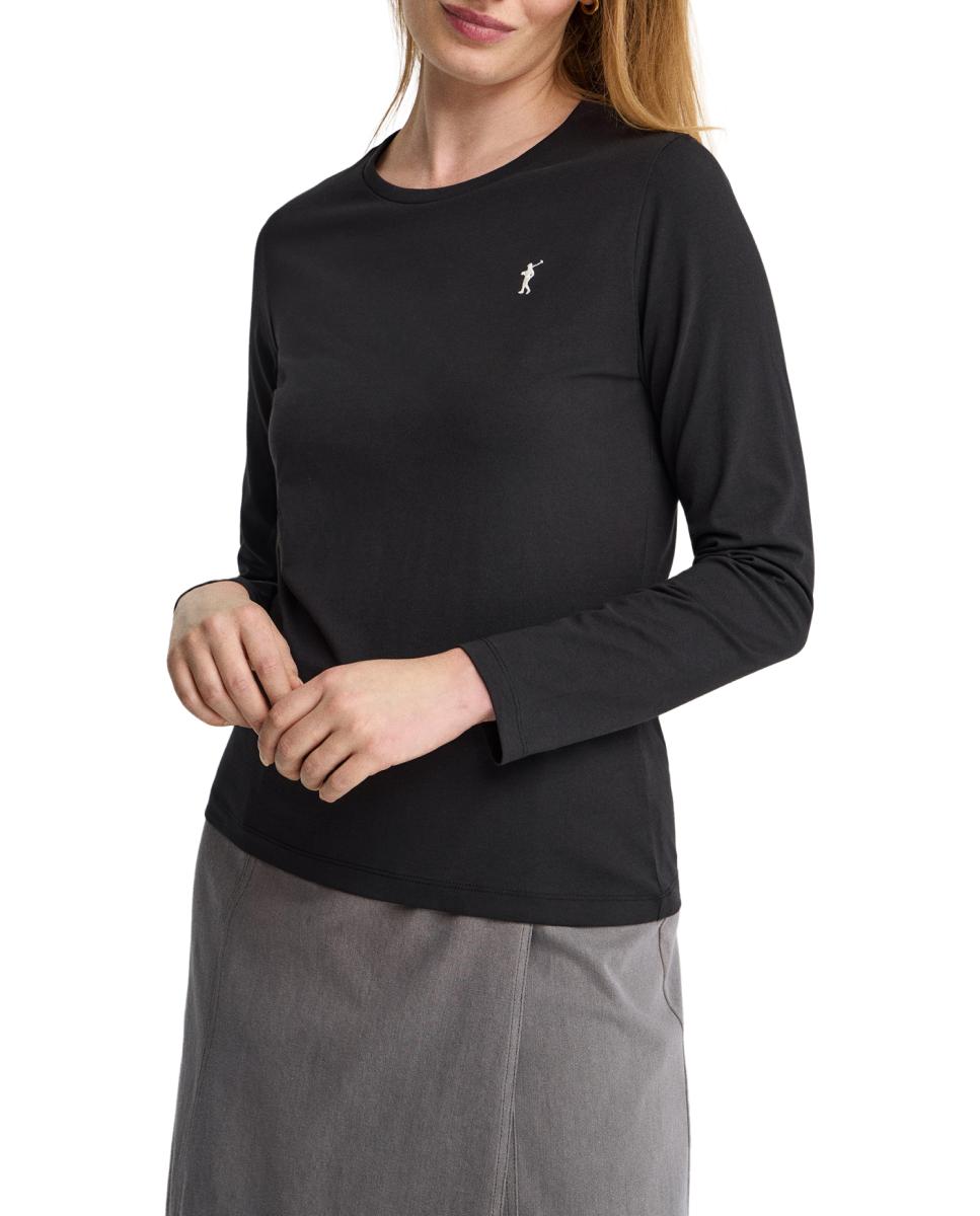 Imagen 0 de Camiseta de mujer de corte regular con cuello redondo y manga larga