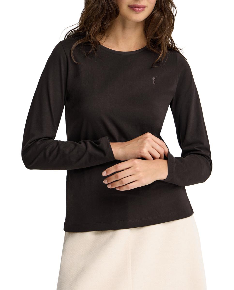Imagen 0 de Camiseta de mujer de corte regular con cuello redondo y manga larga