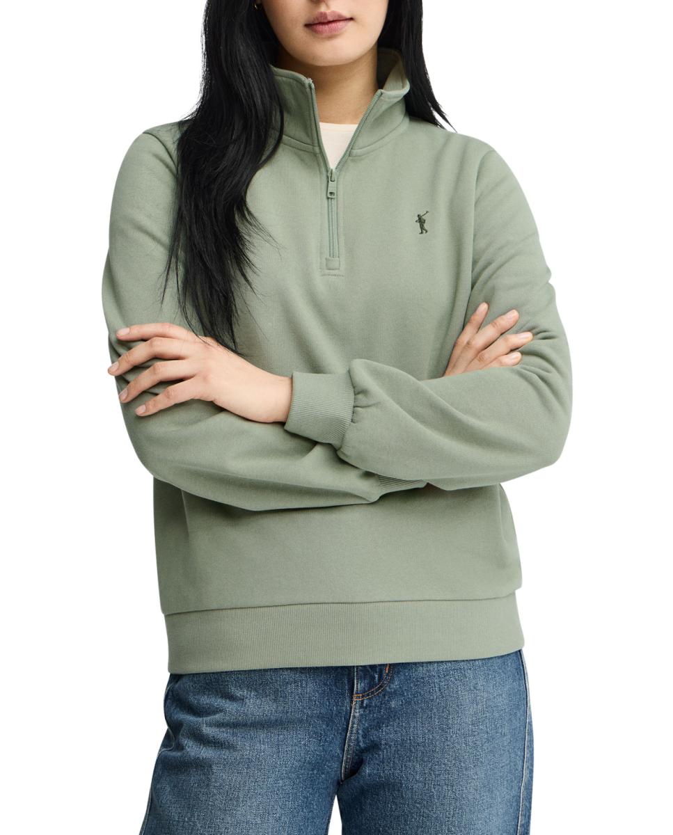 Imagen 0 de Sudadera de mujer con cuello cremallera, de corte recto y manga larga