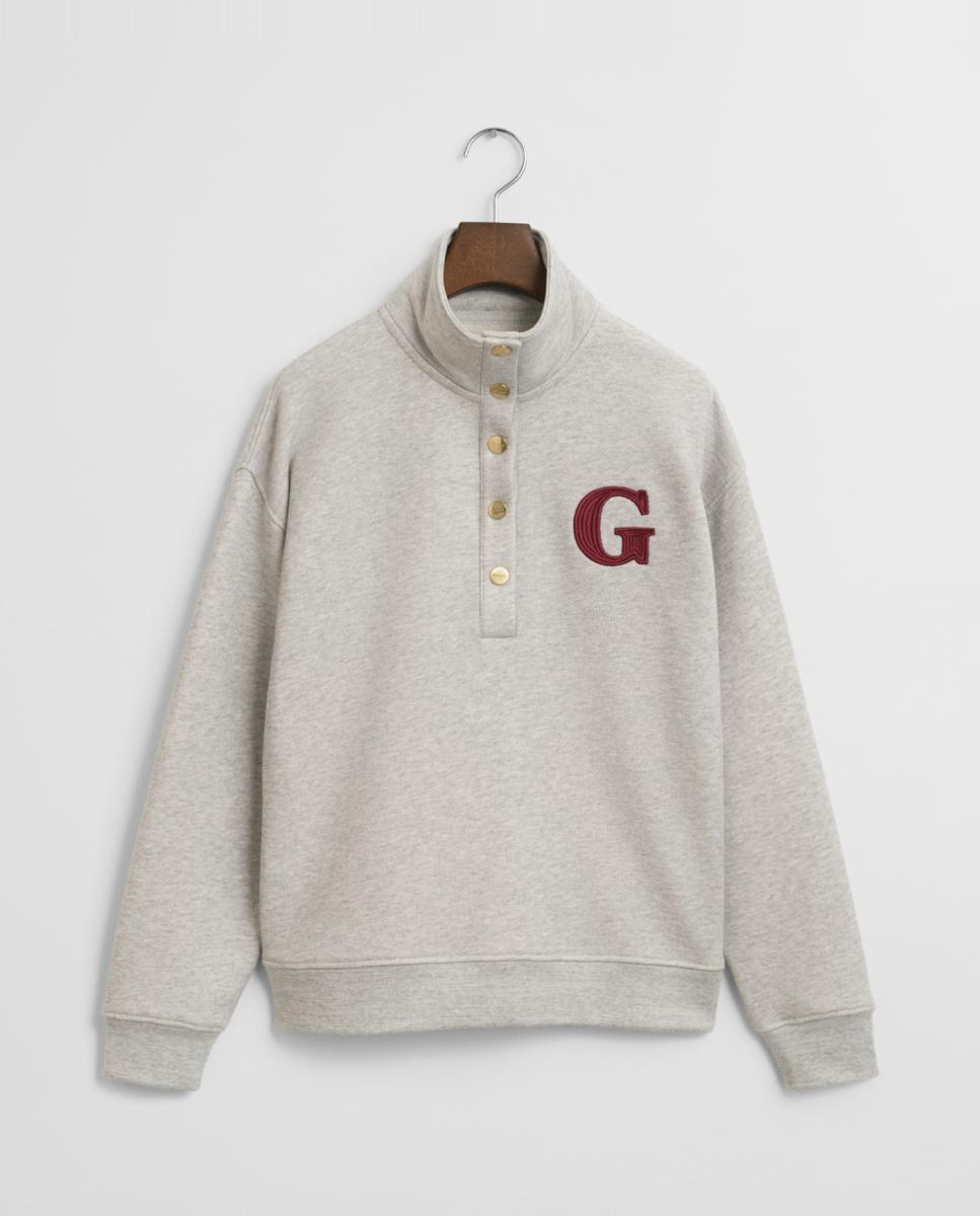 Imagen 0 de Sudadera de mujer cuello alzado y abotonado con logotipo bordado