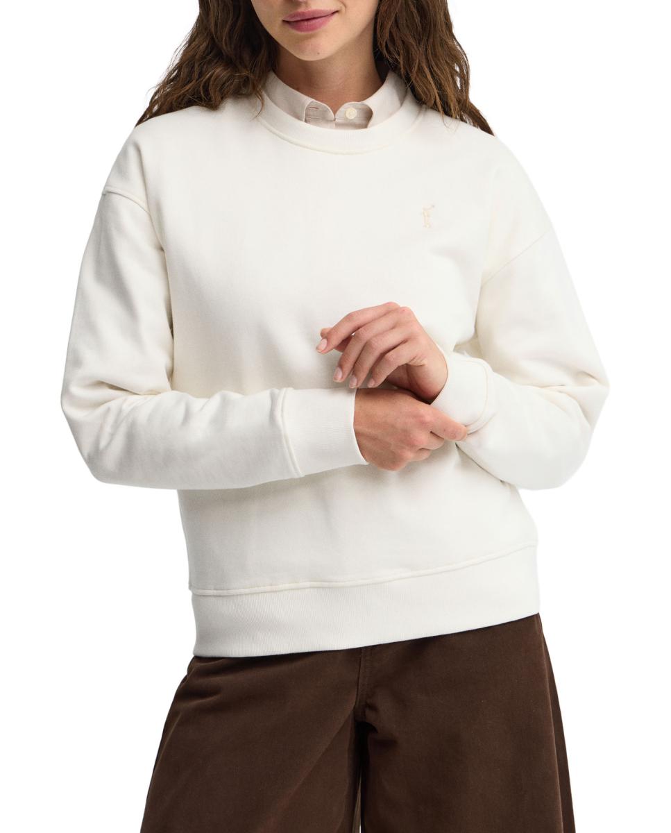 Imagen 0 de Sudadera de mujer de corte boxy con cuello redondo y manga larga