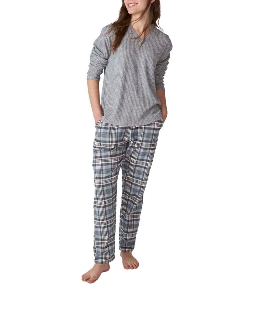 Imagen 0 de Pijama mujer manga larga cuello pico