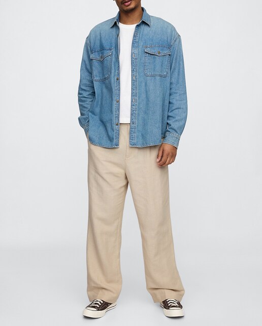 Imagen 0 de Pantalones de hombre de lino loose fit