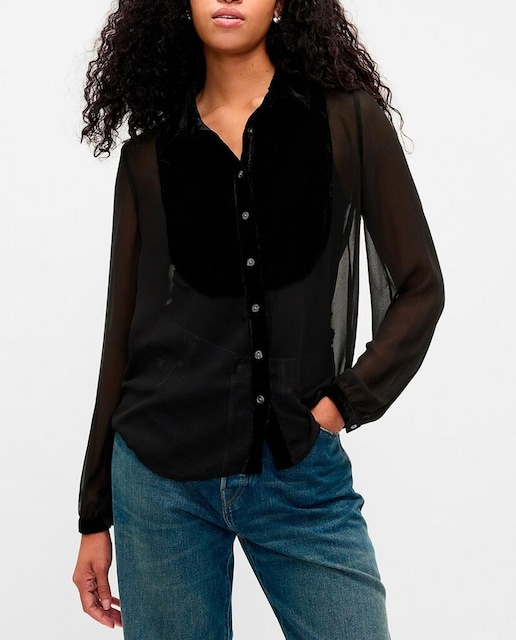 Imagen 0 de Camiseta de mujer de manga larga de cuello pico