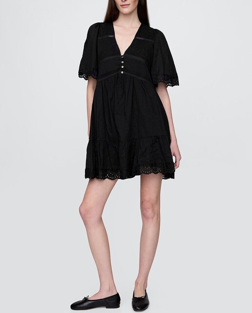 Imagen 0 de Vestido con escote en v y mangas abullonadas