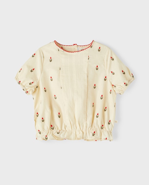 Imagen 0 de Blusa de niña de manga corta con detalle bordado