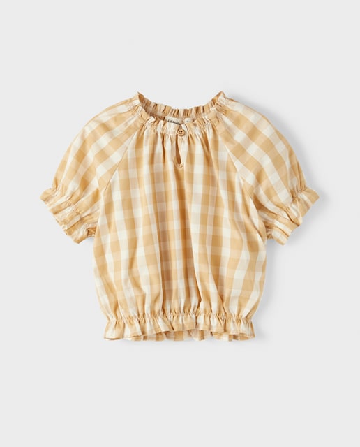 Imagen 0 de Camisa de niña en manga corta abullonada de cuadros vichy