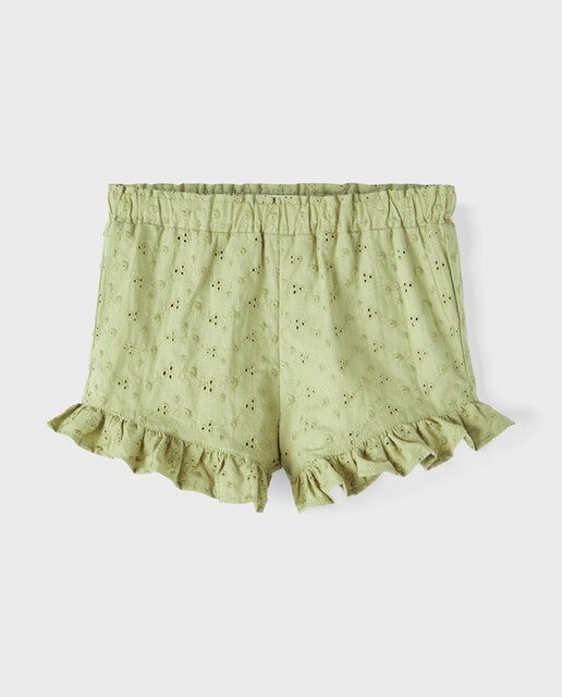 Imagen 0 de Pantalón corto de niña bordado con detalle volante