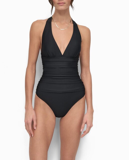 Imagen 0 de Bañador de mujer reductor con halter nudo, escote pico profundo  y copas removibles