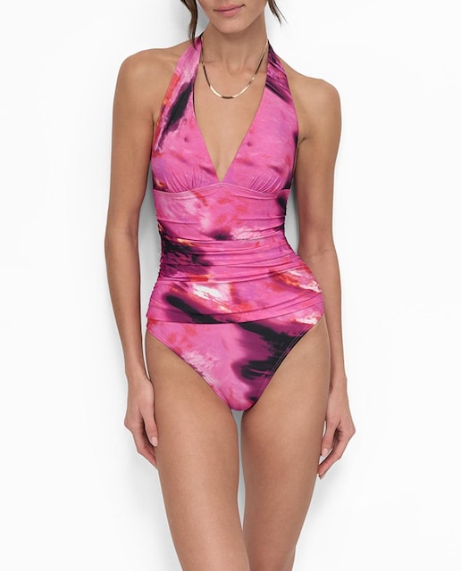 Imagen 0 de Bañador de mujer reductor con halter nudo, escote pico profundo  y copas removibles