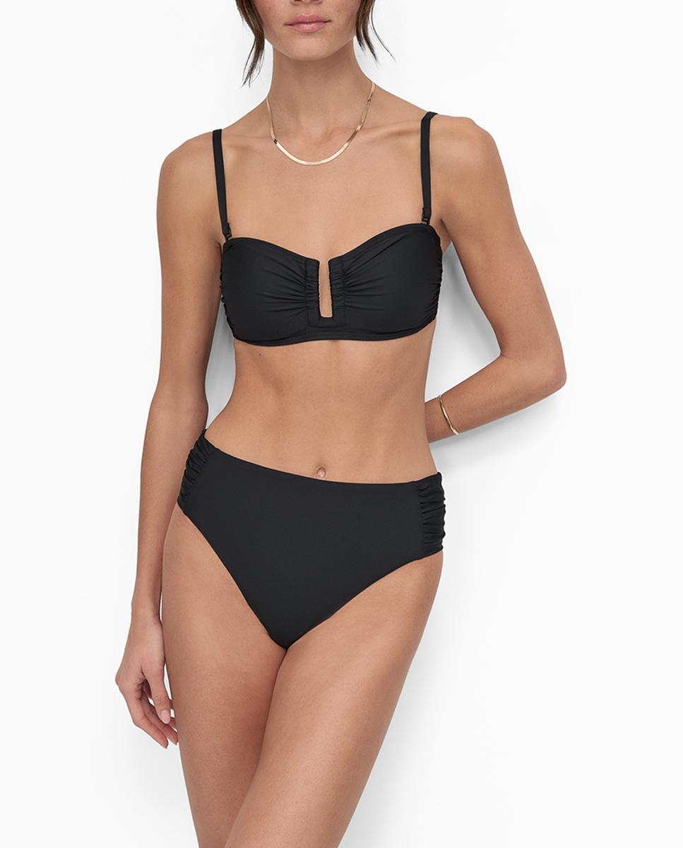 Imagen 0 de Conjunto de bikini bandeau fruncido con aro forma U y braguita alta
