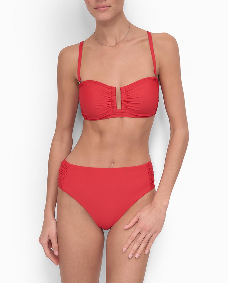 Imagen 0 de Conjunto de bikini bandeau fruncido con aro forma U y braguita alta
