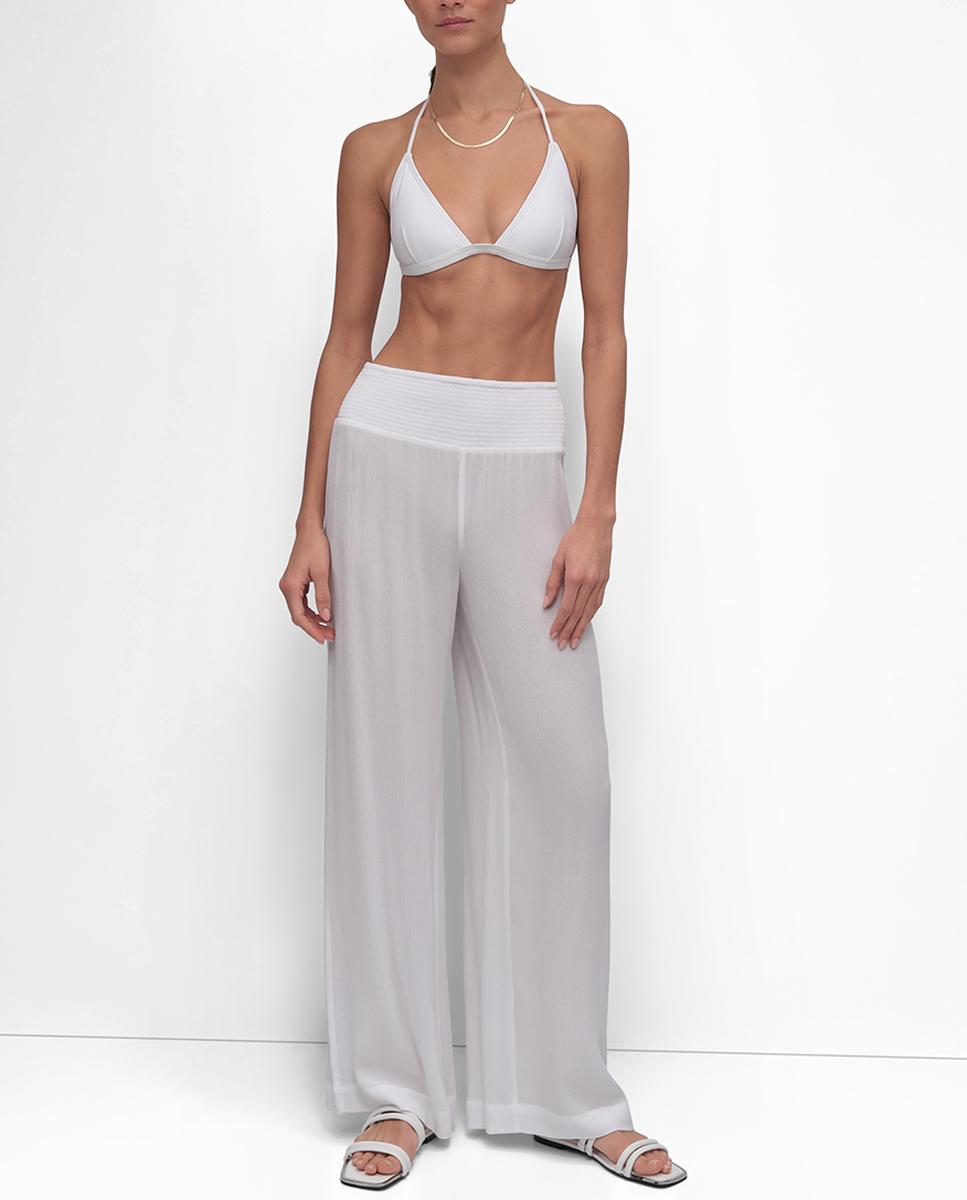 Imagen 0 de Pantalones de mujer con cintura alta fruncida y pierna ancha