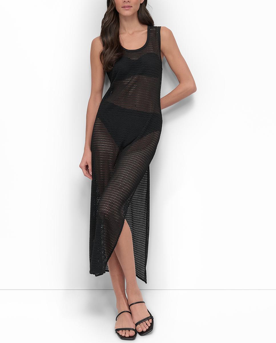 Imagen 0 de Vestido crochet con aberturas laterales y largo midi