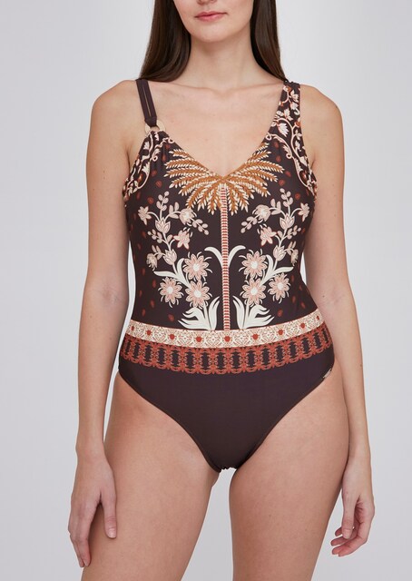 Imagen 0 de Bañador de mujer escote pico con copa y estampado posicional