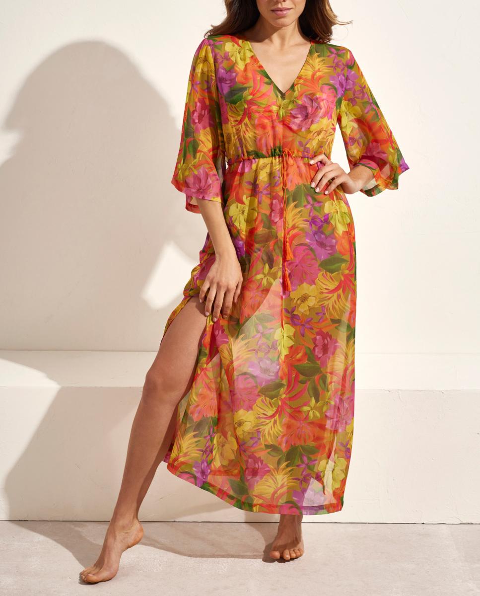 Imagen 0 de Vestido largo super fresco con ajuste en la cintura de mujer