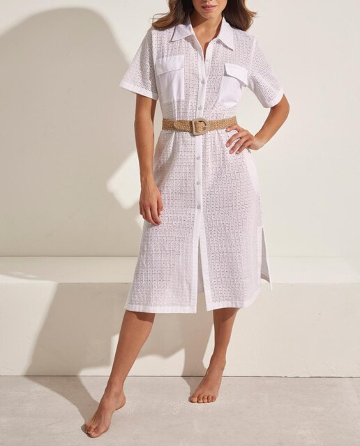 Imagen 0 de Vestido largo tipo camisa con botones en la parte frontal de mujer