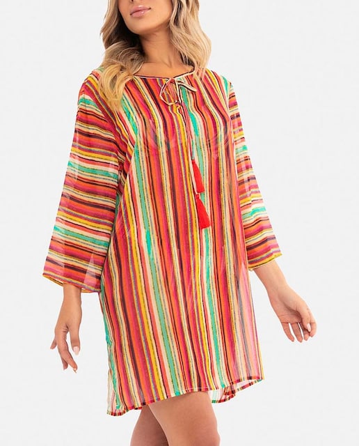 Imagen 0 de Vestido playero mujer con estampado de rayas
