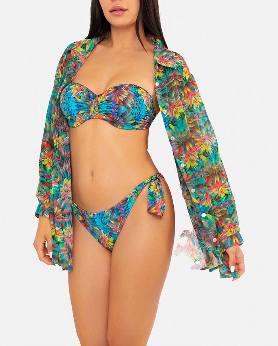 Imagen 0 de Camisa de playa para mujer en con estampado tropical y tejido ligero