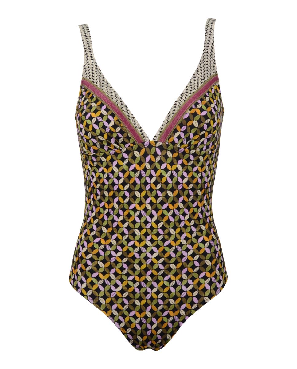 Imagen 0 de Bañador de mujer escote pico foam con estampado