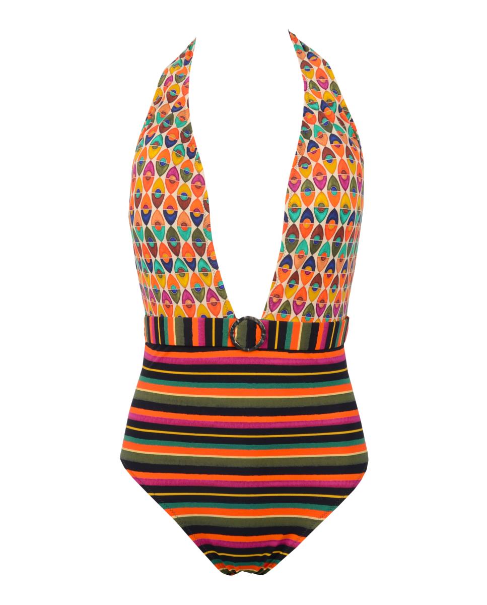 Imagen 0 de Bañador de mujer con escote V estampado