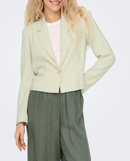 Imagen 0 de Blazer de mujer de lino con cuello solapado y manga larga