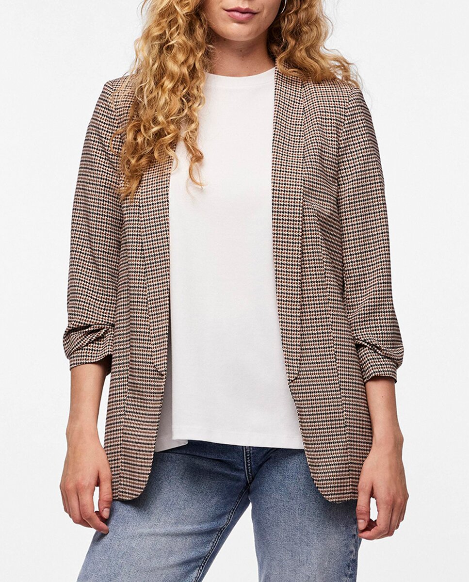 Imagen 0 de Blazer de mujer estampada con mangas 3/4 y cuellos de solapa