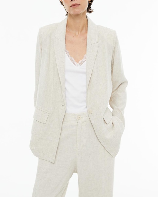 Imagen 0 de Americana de mujer recta fluida mezcla lino con bolsillos delanteros