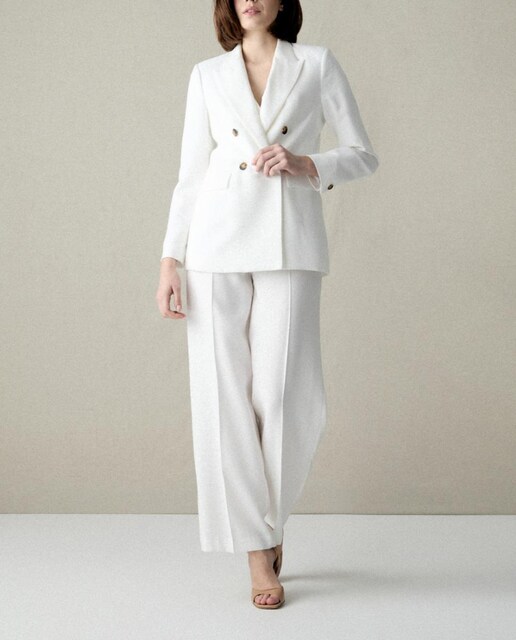 Imagen 0 de Americana cruzada  mezcla lino tejido fluido