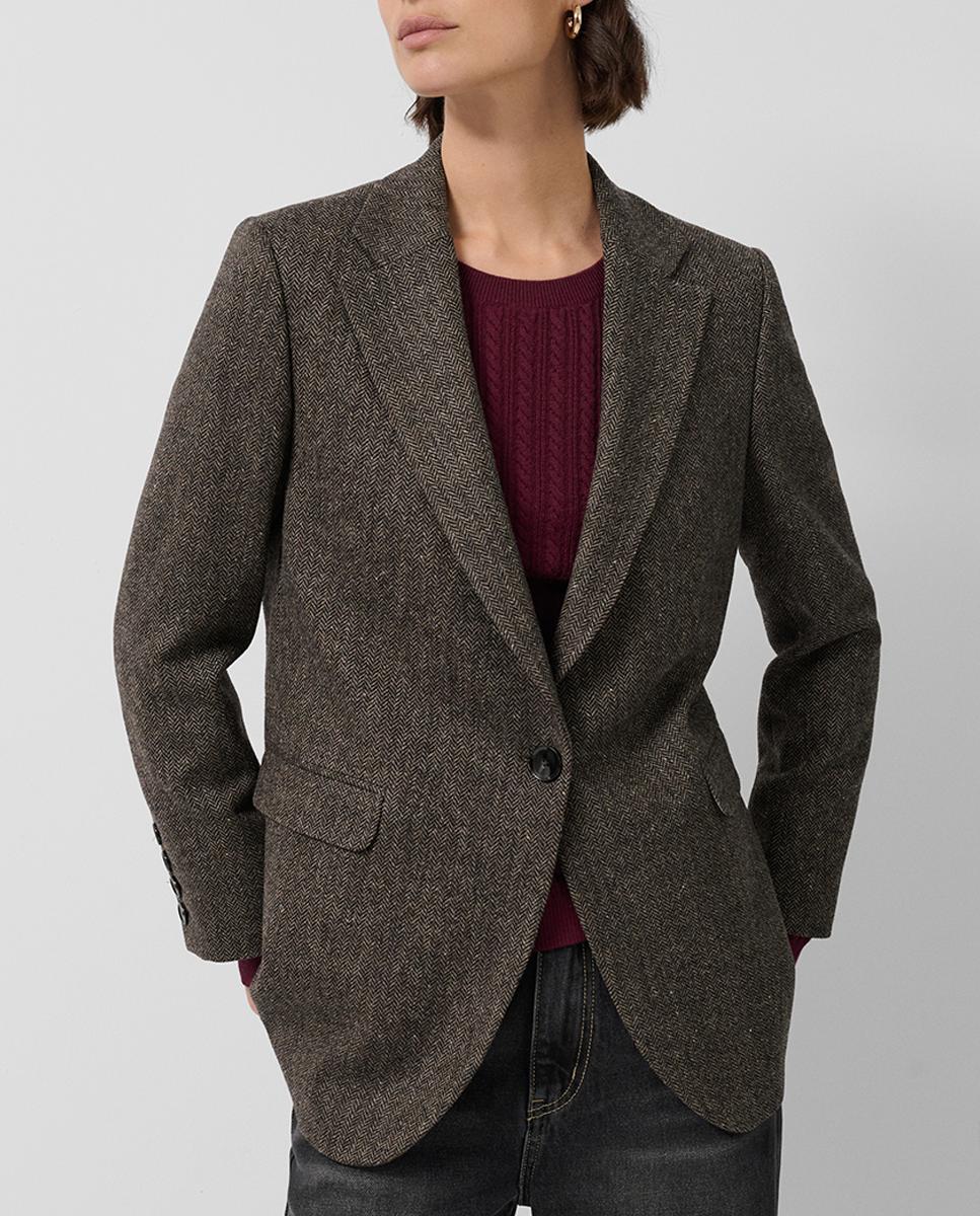 Imagen 0 de Blazer de mujer un botón lana Shetland espiga