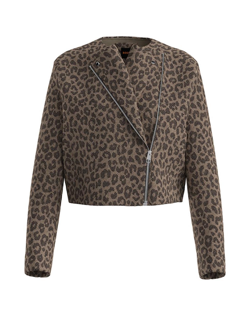 Imagen 0 de Chaqueta tipo biker corta en tejido jacquard