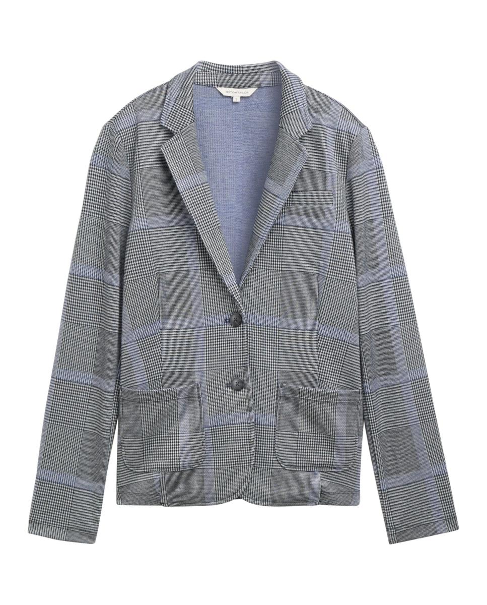 Imagen 0 de Blazer de mujer de cuadros con bolsillos delanteros