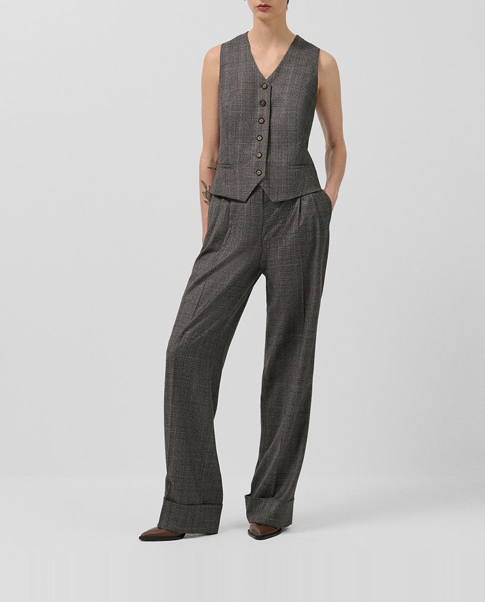Imagen 0 de Pantalón de mujer pinzas corte masculino cuadro gales