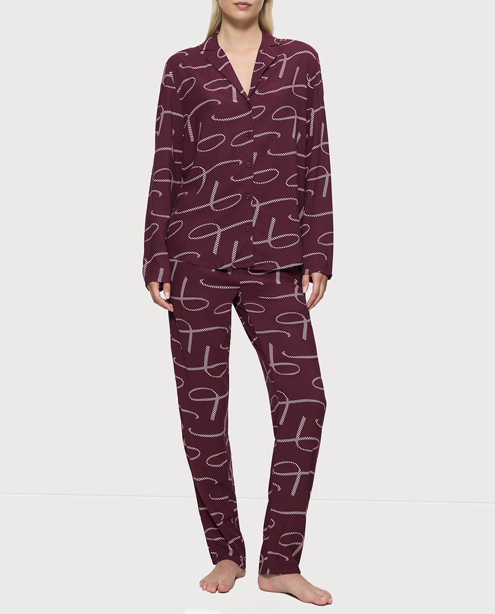 Imagen 0 de Pijama manga larga y pantalón largo de corte clásico boyfriend