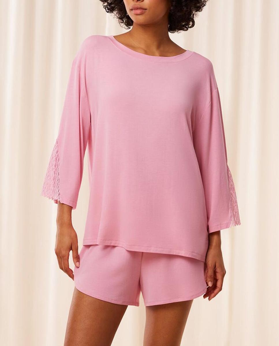 Imagen 0 de Camiseta de pijama 3/4 de TENCEL™ Modal con delicada aplicación de encaje