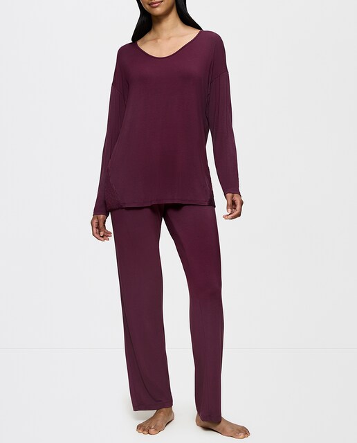 Imagen 0 de Pijama de manga larga de TENCEL™ Modal con detalles de encaje.