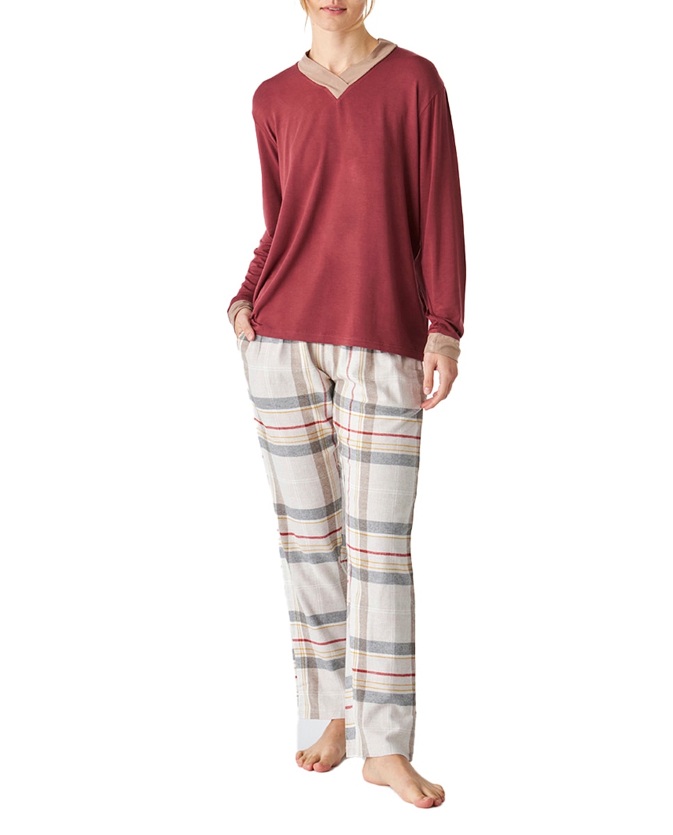 Imagen 0 de Pijama de algódón de cuadros combinado
