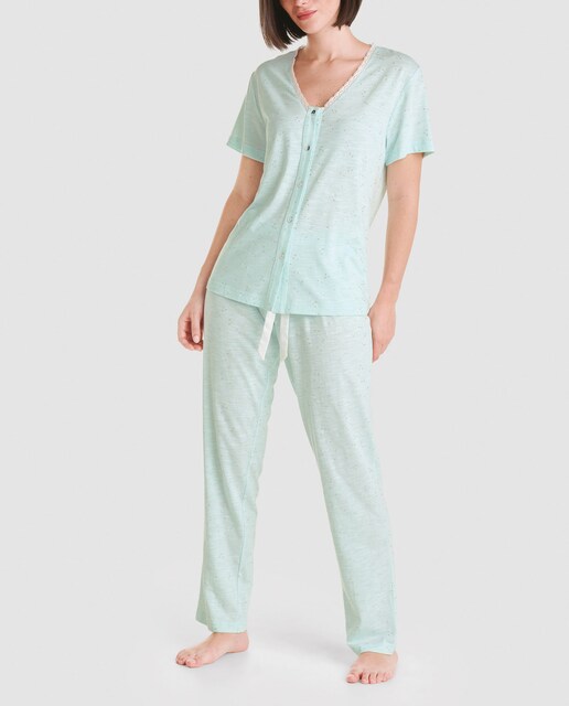 Imagen 0 de Pijama largo Lohe de mujer, tejído algodón modal estampado plata