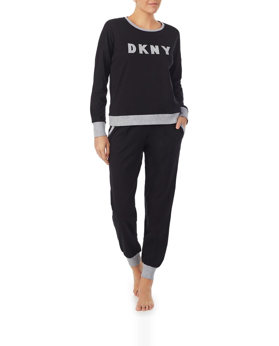Imagen 0 de Pijama completo de mujer manga larga pantalón largo LOGO DKNY