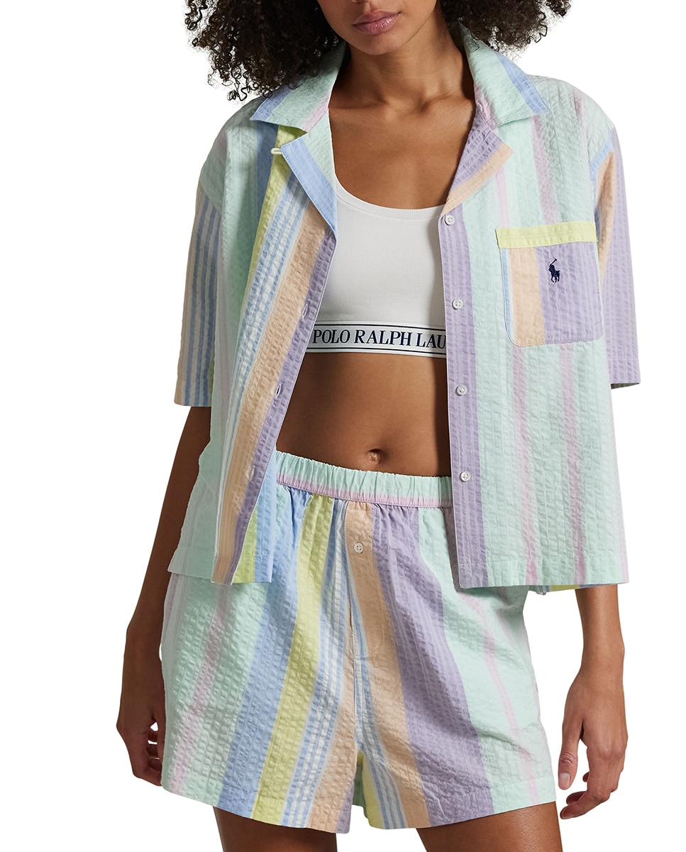 Imagen 0 de Pijama corto de mujer con rayas
